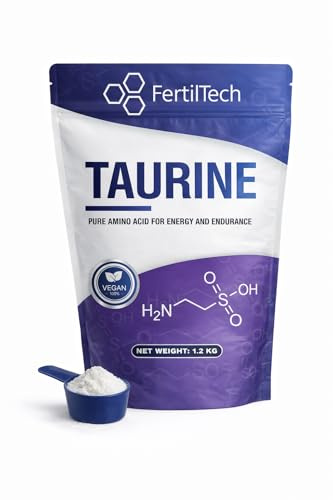 FertilTech Taurina in Polvere 1,2 kg - Purezza ≥ 99,8% - Integratore alimentare - Vegano - Senza Allergeni - Qualità Premium