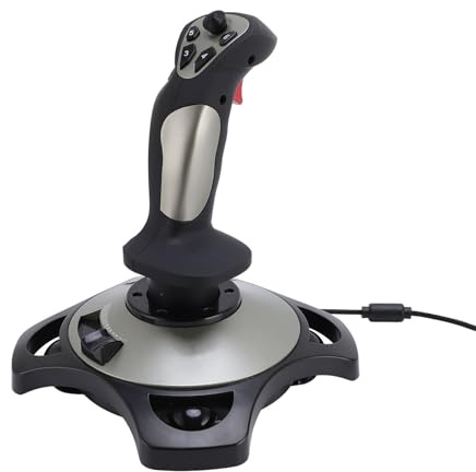 XUMIUZIY Flugsimulator-Joystick, USB-verkabelter Flight-Stick-Controller mit Vibration und Gas, für WinOS 7 8 10 11