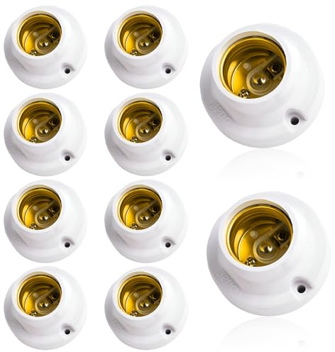 GZGXKJ Douille E27 a Visser 10 Pièces Douille Ampoule a Visser Universel Support Ampoule E27 Convient pour la Lampe à Économie D'énergie Sous-Sol Garage Porche (220V Blanc)
