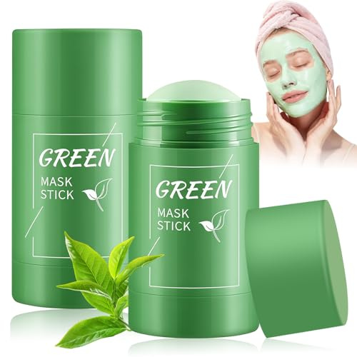 2 Pièce Green Tea Mask Stick, Green Mask Stick, Masques au Thé Vert, Nettoyage En Profondeur, Nettoie Les Pores, éLimine Points Noirs, Soin Visage Pour Tous Types De Peau Femmes & Hommes