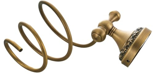 WOFASHPURET Soporte de Pared para Secador de Pelo en Espiral de Cobre y Acero Inoxidable, Organizador Resistente para Baño en Casa Que Protege el Secador de Arañazos