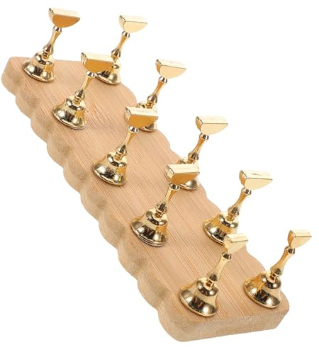 HAPINARY Présentoir à nail art en bois naturel avec double base stable et 10 porte-capsules, support réutilisable pour capsules d'ongles, adapté aux débutants pour diverses pratiques