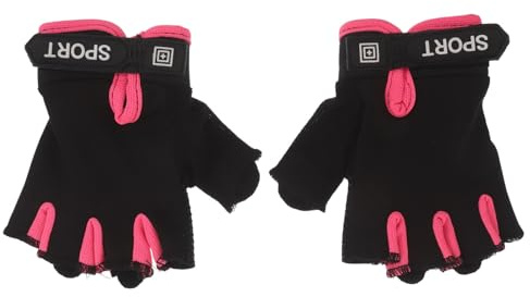 Housoutil Guantes de Medio Dedo Nylon Rosa, Antideslizantes Amortiguación para Deportes al Aire Libre y Montar en Bicicleta