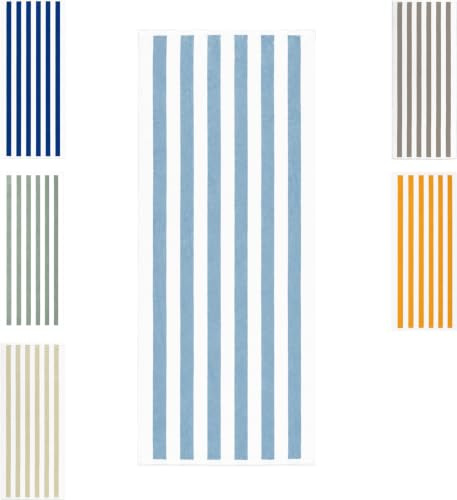 jilda-tex Strandtuch 75 x 180 cm – 100% Baumwolle, 430 GSM, Oeko-TEX Zertifiziert, extra saugstark & schnelltrocknend, mit Aufhängeschlaufe (weiß/softblue)