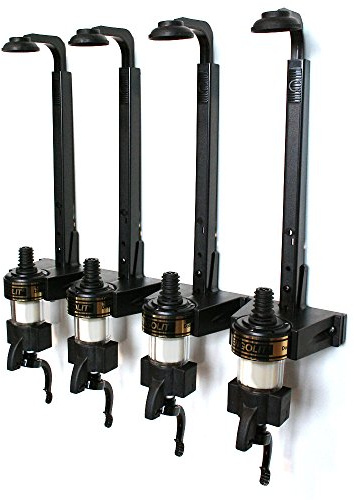 ENGOLIT 4 cl Schnapsspender (Hygienischer Finger Push Dosierer) & Flaschenhalter 4er-Set inkl. Metall-Montageschiene für Wand-Befestigung, Spirituosen 0,7-1 Liter
