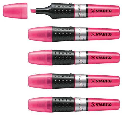 STABILO LUMINATOR - Evidenziatore - lunga durata e doppio tratto (2 + 5 mm) - Confezione da 5 - Rosa