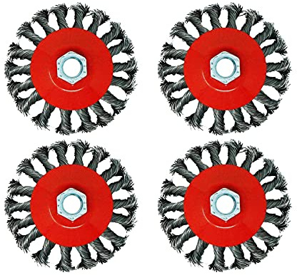 Dapetz ® Wire Brush For Angle Grinder M14 Thread Wire Wheel Cup Twist Knot Semi Flat Brush Removal Weld Cleaning And Sanding Angle Grinder 100mm 4PCS
