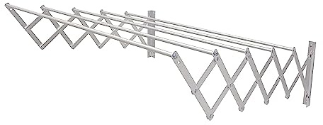 Amig - Tendedero Extensible de Pared Niza - Fabricado en Aluminio de Alta Resistencia - Acabado Inoxidable - Medidas: 120x14x3cm - Tenderete de Ropa Exterior Plegable