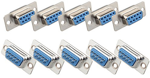 Futheda 10 PCS Computer DB9-Buchse Stecker RS232 Buchse Adapter Solder Typ 9 Pin D-Sub-Stecker