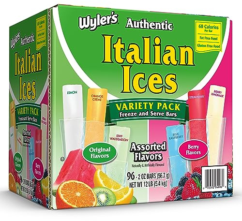 Wyler's Authentic Italian Ice, Fat Free Freezer Bars, Assorted Flavors (96ct - 2oz bars)