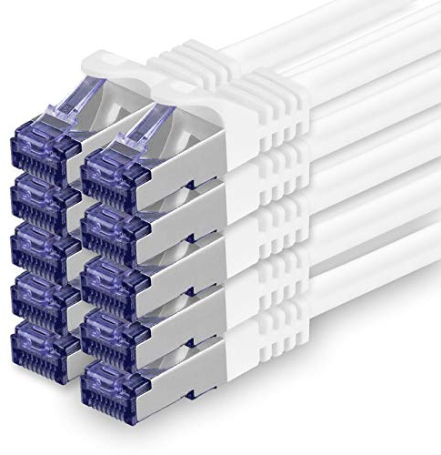 1aTTack.de 10x 1.0 M CAT7 Netzwerkkabel - 10 Gigabit - RJ45 Patchkabel Ethernet Kabel (SFTP PIMF LSZH CU) - für DSL LAN Switch Modem Router Patchpanel CAT7 CAT6 CAT5 - weiß