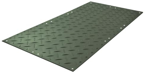 TuffTrak AlturnaMat Ground Protection Mat - Black, 4ft.W x 8ft.L, Diamond Plate/Smooth Plate Tread Design, Model Number AM48S1