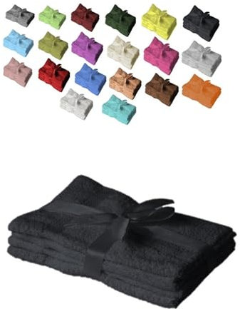 EXKLUSIV HEIMTEXTIL Gästehandtuch 4er Set 30 x 50 cm Schwarz