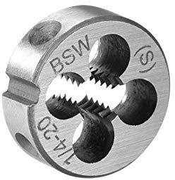 sourcing map 20 mm de diámetro exterior 7 mm de grosor 1/4 bsw hilo redondo muere herramienta de mano 1 unids