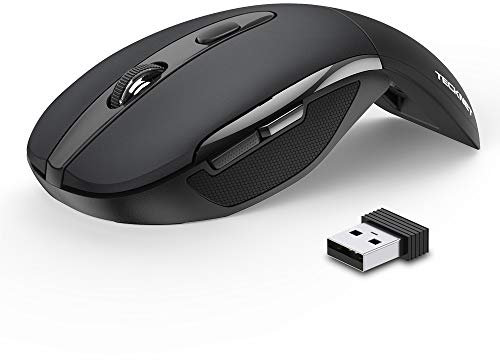 TECKNET Foldable Wireless Mouse, 2000DPI Portable Mini Computer Mice with USB Receiver, Cordless PC Mouse 6 Buttons, Compatible with Laptop, PC, Notebook, Desktop Office Home Work