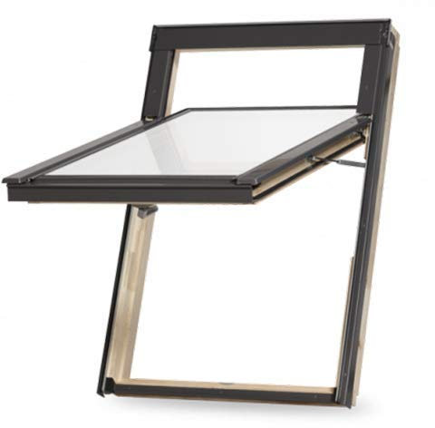 hochwertiges Holz Dachfenster Topschwing ähnlich Klappschwingfenster mit Eindeckrahmen und Dauerlüftung 55x98 cm C4 C04 CK04 Abverkauf Aktion