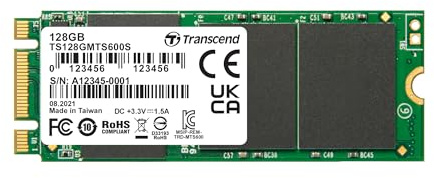 Transcend MTS600S M.2 2260 SATAIII SSD da 128 GB, stato solido interno, compatibile con laptop e PC desktop, MLC - TS128GMTS600S