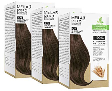 MEILAB | Permanente Haarfarbe ohne Ammoniak - 3er Pack - Schokolade Kastanienbraune Haartönung #5-75