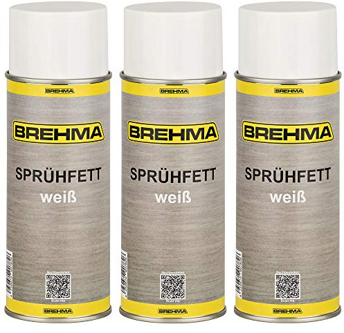 3x BREHMA Weisses Sprühfett mit PTFE -50°C bis +170°C, Schmierfett, Schmiermittel