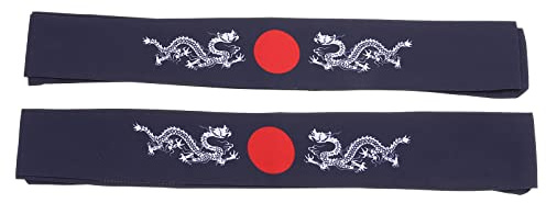 Mobestech 2 st japanskt pannband Bushido Hachimaki pannband karate kock bandana för sportträning matlagning köksutrustning (mönster)