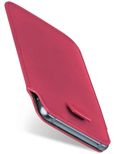 moex Slide Case för Apple iPod Touch (5:e generationen) mobilskal för att sticka in ultratunt, hölster mobilväska av veganskt läder, premium mobiltelefonfodral 360 graders komplett skydd med utdragning - rosa