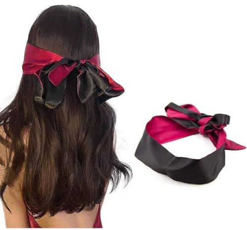 Augenmaske aus Satin, sexy Augenbinde zum Schlafen, Augen gebunden, Maske zum Schlafen in Satin, Maske aus Satin, Augenbinde für Bandage Augen, Liebespaare,Rosa Schwarz,1 Stück