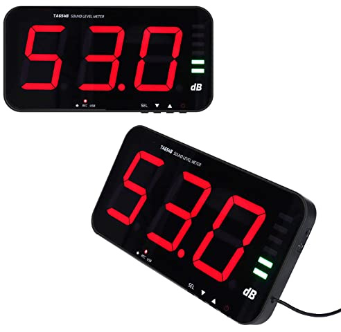 Grand écran LCD Rouge de 13 Pouces, Décibelmètre Numérique Mural, Alarme de Bruit de 30 à 75 DB, Luminosité Réglable, pour Salle de Classe, Studio, Maison, Usine