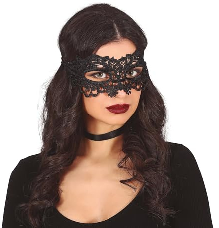 FIESTAS GUIRCA Schwarze Blumenspitzen-Maske für Damen