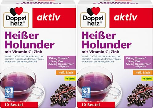 Doppelherz Heißer Holunder – Vitamin C und Zink zur Unterstützung der normalen Funktion des Immunsystems – 1 x 10 Beutel (Packung mit 2)