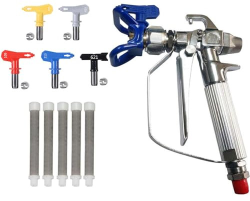 Dent-de-lion Airless High Pressure Paint Gun 3600 PSI +5 Pieces Airless Nozzle Paint Gun (211,313,415,517,623)+5pcs Airless Paint Gun Filter