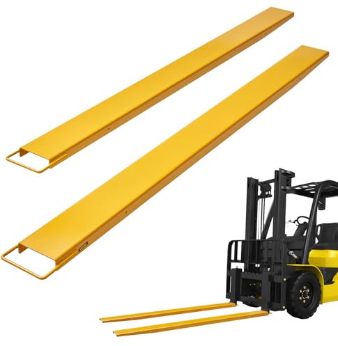 VEVOR Pallet Fork Extensions, 96 Length 4.5 Width, Heavy Duty Carbon Steel Fork Extensions for Forklifts, 1 Pair Forklift Extensions, Industrial Forklift Fork Attachments for Forklift Truck, Yellow