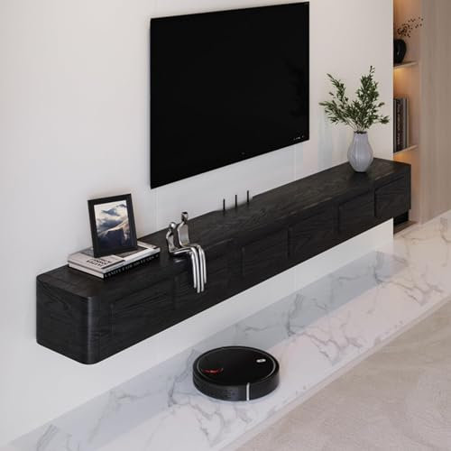 Tv Lowboard Hängend - 158cm Schwimmender Tv Schrank, Medienkonsole, Unterhaltungszentrum, Fernseher-Regal, Massivholz-TV-Lowboard Zum Aufhängen, WLAN-Router, DVD-Aufbewahrungsregale ( Color : A )