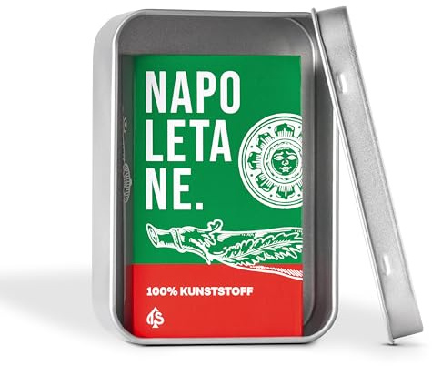 TS Spielkarten | Napoletane Spielkarten 100% Kunststoff | wasserfeste Scopa Karten mit napoletanischem Bild | italienisches Spiel | handgezeichnet (Metalldose + Spielkarten)