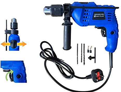 Schlagbohrmaschine, 850W Professional Bohrhämmer 3000RPM Variabler Geschwindigkeit, Schlagbohrer mit 360 ° Drehgriff und Tiefenmesser, für Holz, Stahl, Beton