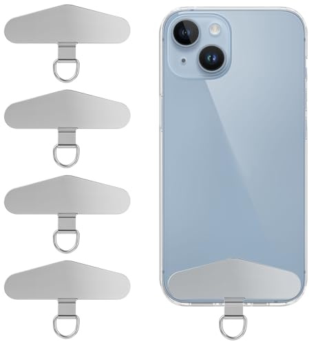 AOZUO Lot de 4 languettes d'attache de téléphone en métal, pièce de rechange universelle pour cordon de téléphone portable, sans adhésifs