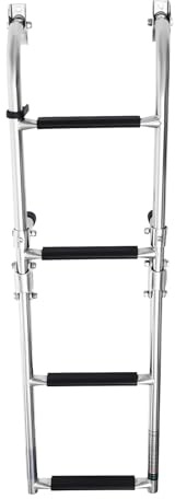 vinnyooc Échelle de bateau à 4 marches, échelle pliante de charge 136 kg, échelle de bain en acier inoxydable pour yachts hors bord, bateaux de pêche, piscines