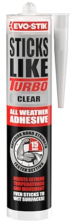 EVO-STIK Sticks Like Turbo CLEAR Adhesive 290ml - All Weather | Fast Setting - Extreme Temperature & Movement Resistant