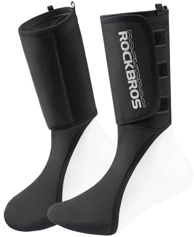 ROCKBROS Zehenwärmer Wiederverwendbar, Winddichte Beinschutz | Winter für Motorrad, Radsport und Ski, Zehenwärmer mit Knöchelschutz, Schwarz, 1 Paar