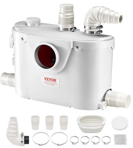 VEVOR Pompa Maceratrice per WC, 500 W, Prevalenza 8 m, con 4 Ingressi per l'Acqua, Macchina per lo Smaltimento delle Acque Reflue per WC, Seminterrato, Doccia, Lavandino, Lavanderia