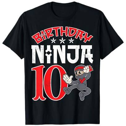 10 Years Old Martial Arts Ninja 10th Birthday Boys Girls T-Shirt