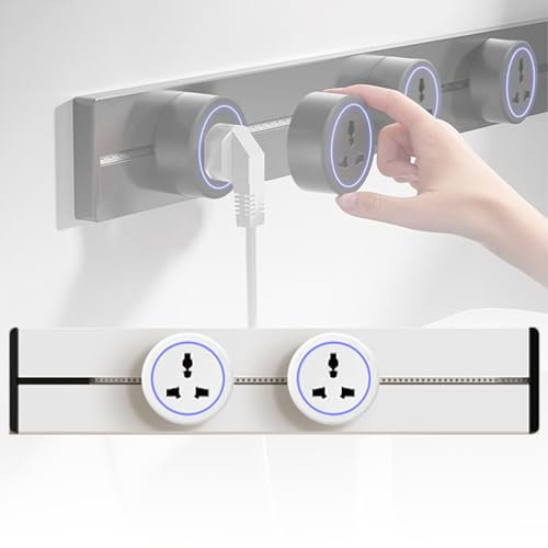 Generico Multipresa a Parete da 8000W - Binario con 2-5 Prese Universali, Prolunga per Cucina, Soggiorno, Studio, Ufficio (White, 40cm)