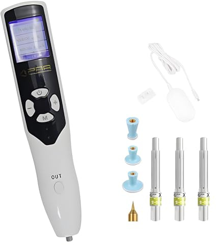 Vexorium Bolígrafo de Plasma Portátil para Eliminar Lunares con Pantalla LCD, 7 Cabezas Reemplazables, 5 Niveles de Intensidad, Corrector de Piel para Lifting Facial y Cuidado