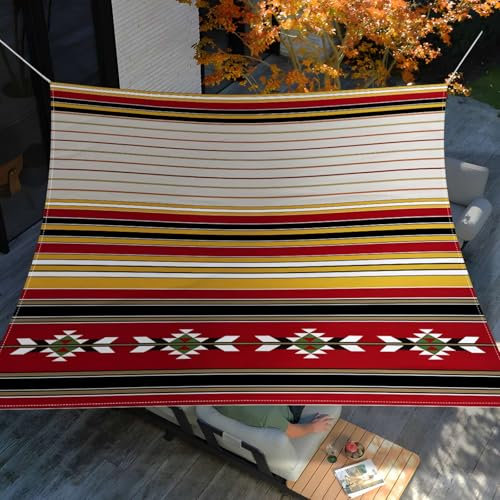 Hiseng Tenda a Vela Ombreggiante Impermeabile, Stile Riga Vele Parasole Quadrata Rettangolo con 4 Corde Telo Ombreggiante Terrazzo Protezione Raggi UV 95% Telo Ombra (Stile etnico,2x2m)