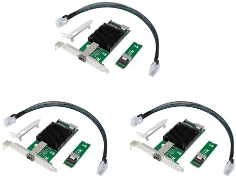 Agwuoetr 3X Carte Réseau Serveur M.2 10G M.2 M X520-DA1 10G SFP+ Fibre Optique Carte Réseau Serveur Informatique Industriel Puce JL82599EN