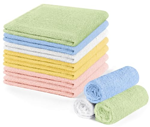 ALIIP 10PCS Lingette Démaquillante Lavable en Microfibre, 25 x 25cm Serviette Visage Skincare, Fibre de Charbon de Bambou, Convient pour Le Démaquillage, Les Soins des Bébés et Les Peaux Sensibles