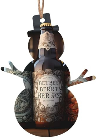 Weihnachtliche Schneemann-Form, Ornamente, Dekoration, 6 Stück, exquisiter 3 Bierflaschen-Druck für Weihnachtsbaum, Tür, festliche Tischdekoration