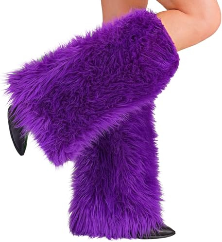 TrendandStylez Plüsch Beinstulpen in 9 Farben – Flauschige Beinwärmer Stulpen für Damen, Kostüm Zubehör für Karneval, Fasching, 80er 90er Jahre Party, Rave & Festival Outfits
