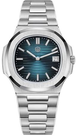 watchdives WD0013 Herren Quarzuhr, Schweizer Rond 714 Uhrwerk, Saphirglas, gebürsteter 316L Edelstahl, Blau BGW9, Ultra Slim 8,2 mm Design Armbanduhr