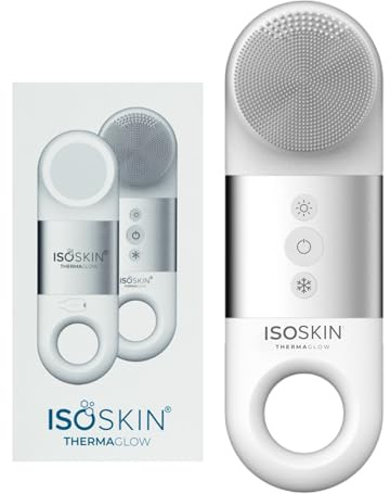 ISOCLEAN IsoSkin ThermaGlow 4-in-1 Facial Tool – 2 Thermotherapy Modes (Hot & Cold), Portable Electric Facial Brush with Exfoliating Heads, Enhances Absorption of Skincare Products, Battery Powered
