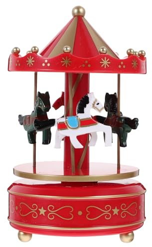 SHINEOFI Caja de Música Giratoria Elegante de Plástico Color Rojo Melodías para Decoración de Mesa en Cumpleaños y Fiestas Variadas